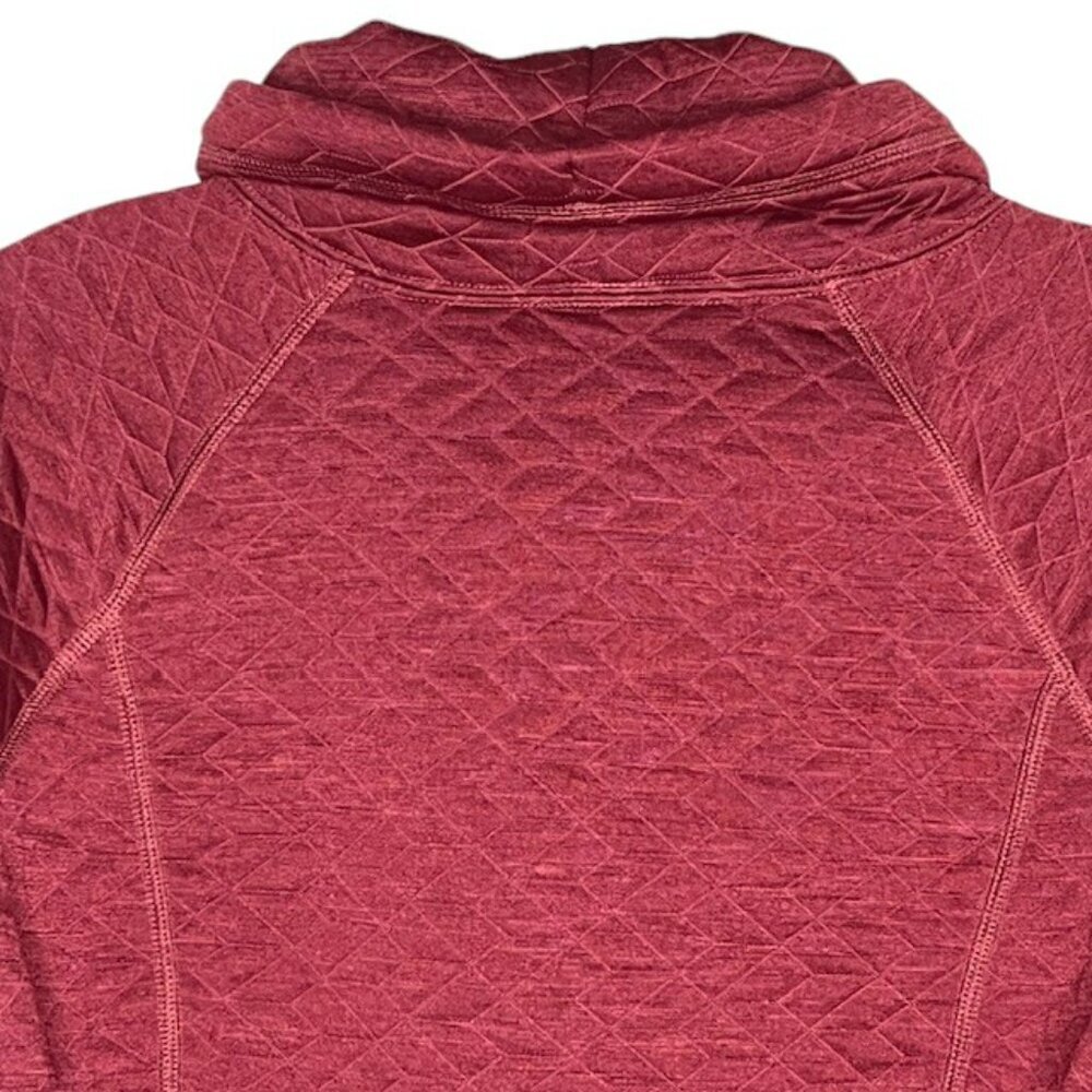 Marmot Annie Quilted Cowl Neck Kangaroo Pocket Pullover - Heathered Maroon - S - Picture 8 of 10